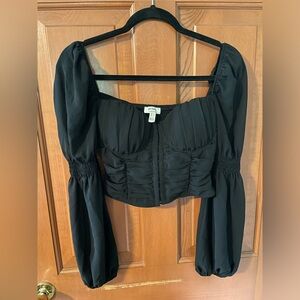 Black cropped corset top; size small